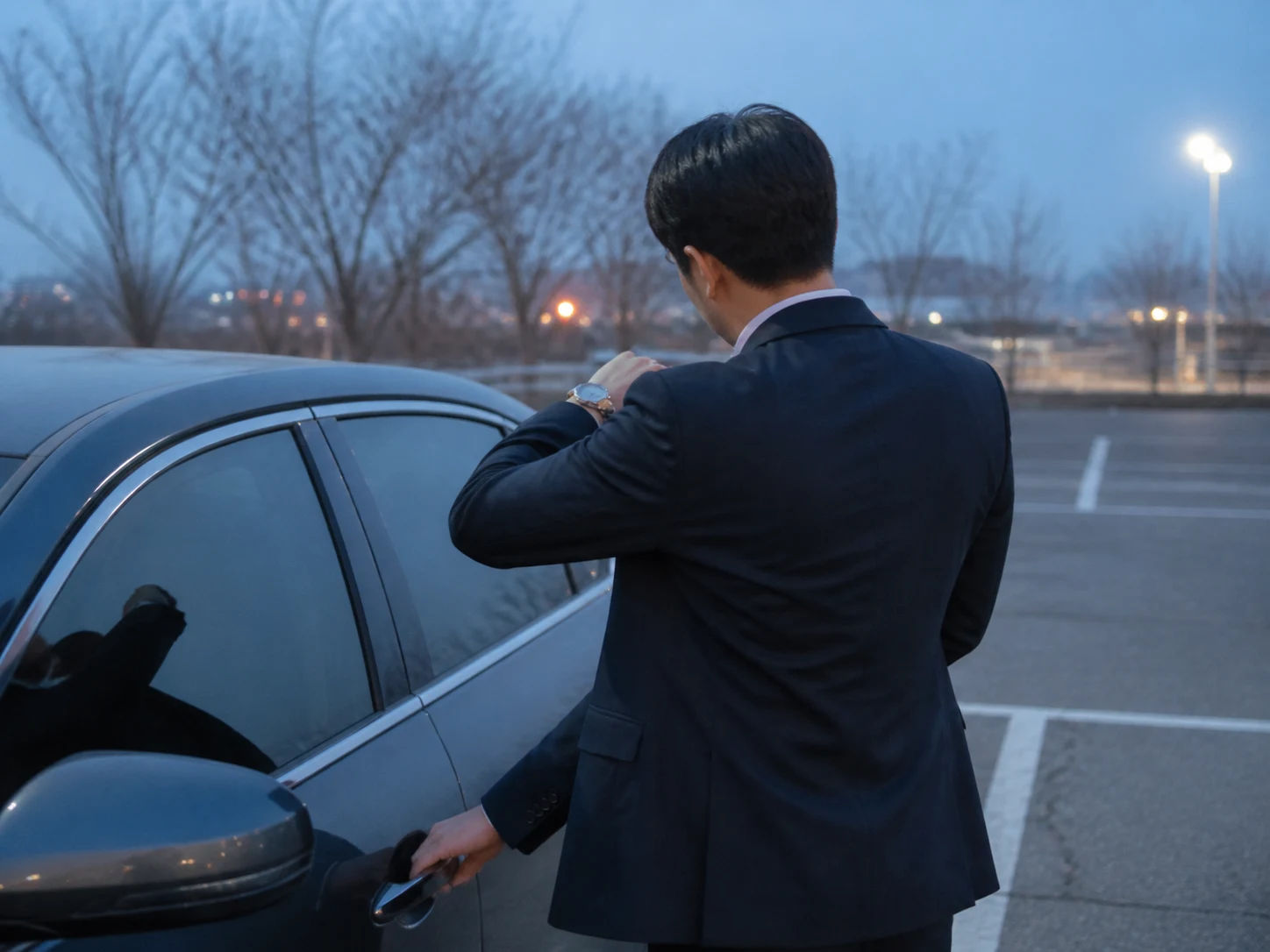 야간 도로 음주운전 단속 현장 원경 사진, 혈중알코올농도 측정과 처벌 기준 안내